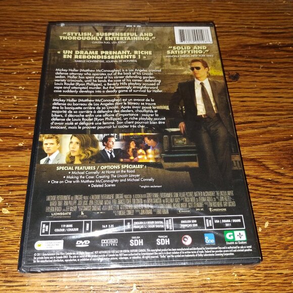The Lincoln Lawyer  (DVD, 2011, Widescreen) (unopened) Matrhew McConaughey - Picture 2 of 3